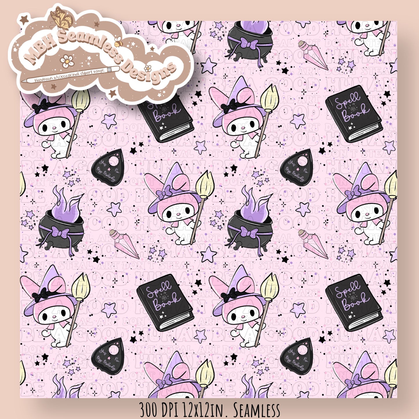 My Melody Witch Seamless Pattern MULTIPLE COLORWAYS