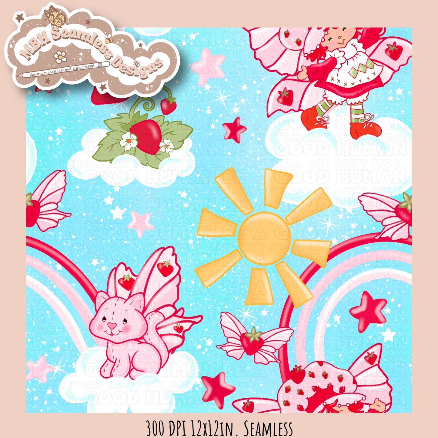 Butterfly SS Clouds Seamless Pattern & PNG• MULTIPLE COLORWAY OPTIONS