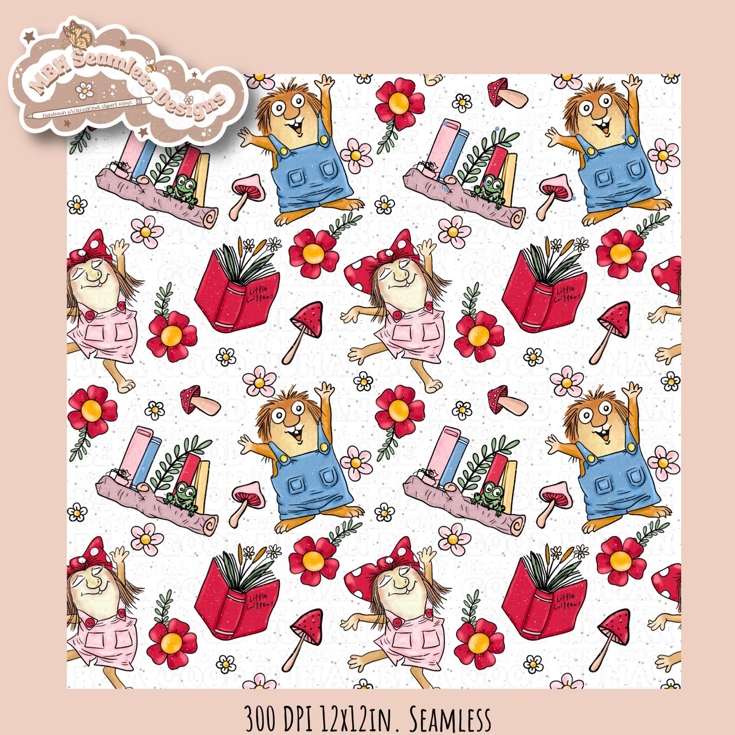 Little Critters Seamless Pattern // PNG // Multiple Colorways