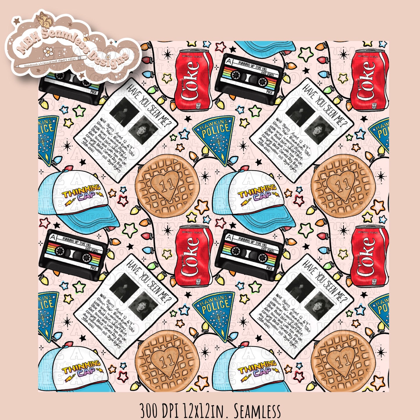 Stranger Things Lights Seamless Pattern // PNG // Multiple Colorways