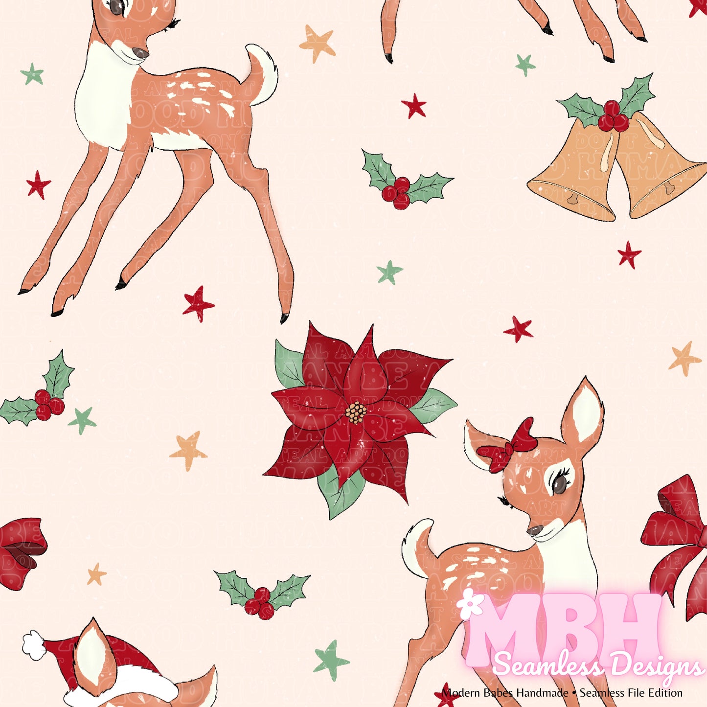 Dusty Vintage Reindeer Seamless Pattern