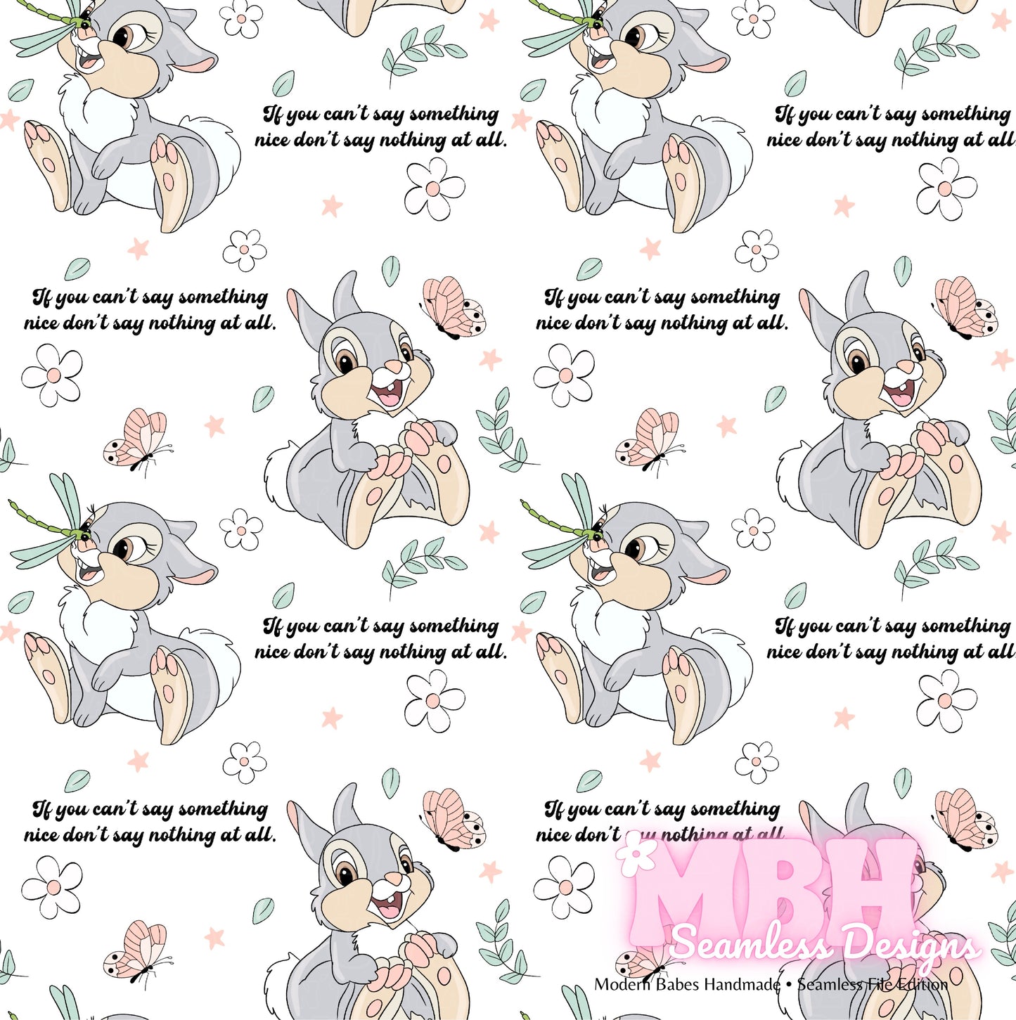 Thumper Quote Seamless Pattern Assorted Colorways