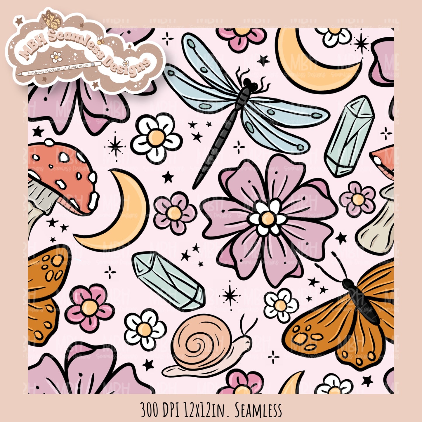 Mystical Floral Seamless Pattern // Multiple Colorways