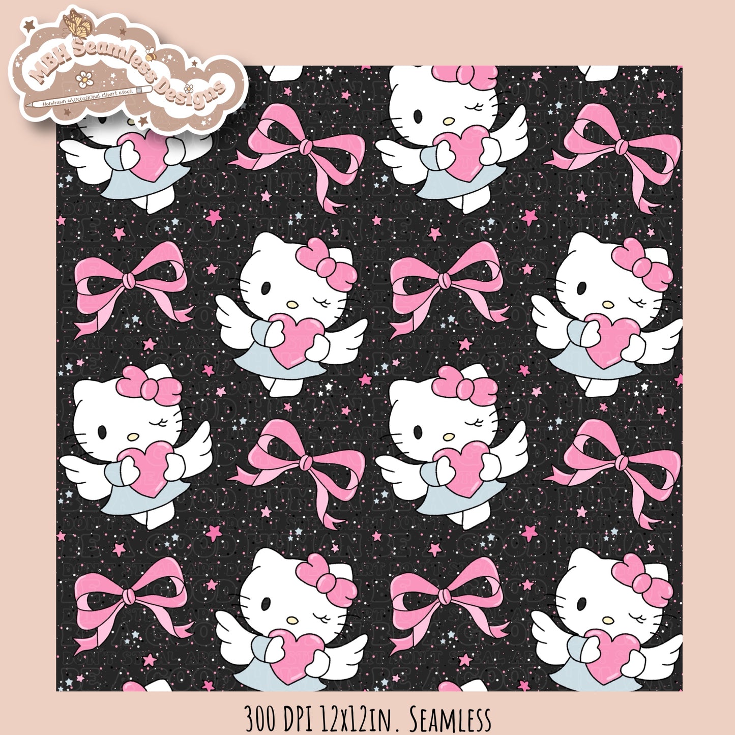 Coquette Kitty Seamless Pattern MULTIPLE COLORWAY OPTIONS