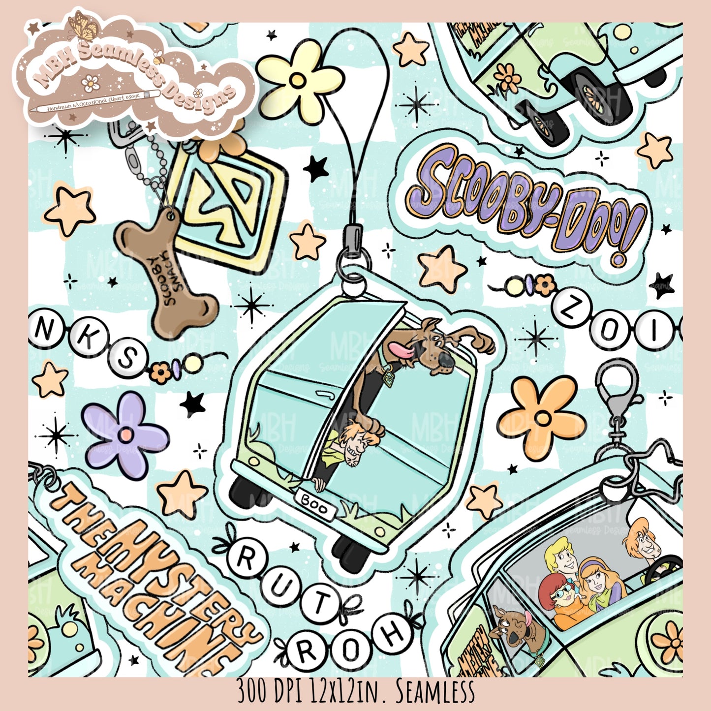 Scooby Charms Seamless Pattern MULTIPLE COLORWAYS // PNG