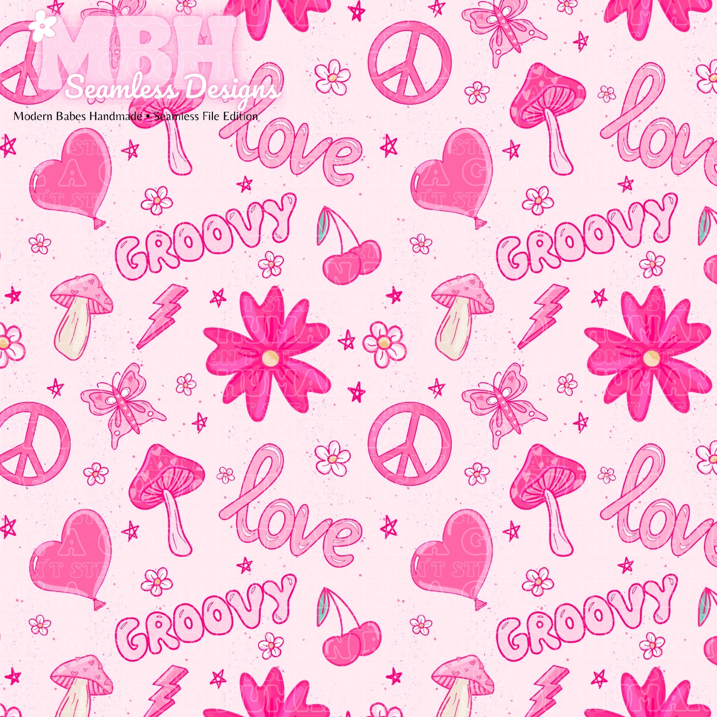 Pink Groovy Valentine 2 Colorways Seamless Pattern