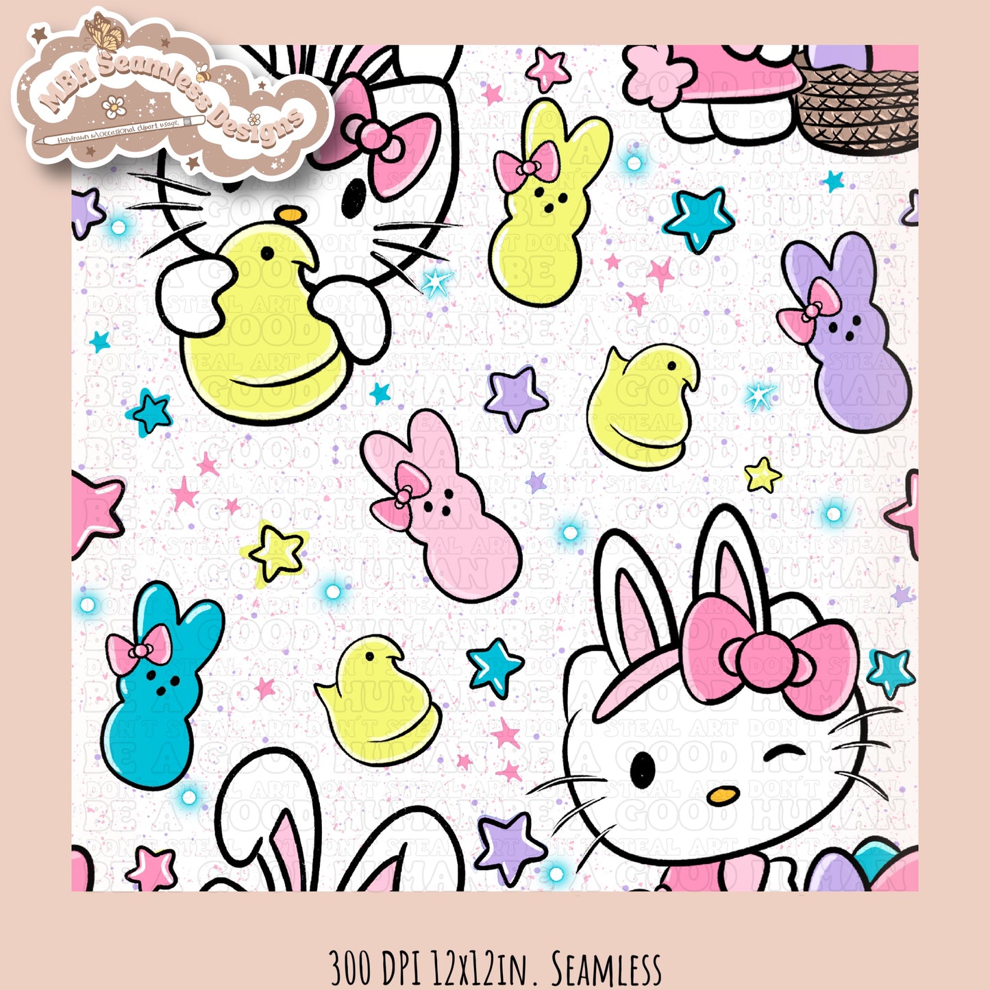 HK Easter Peeps Seamless Pattern MULTIPLE COLORWAYS