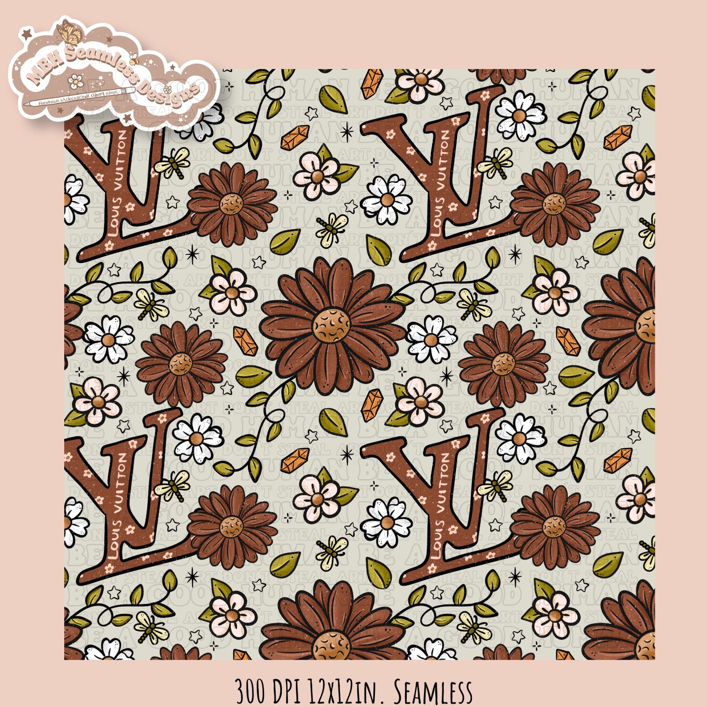 Boujee Brown Floral Seamless Pattern Multiple Colorways