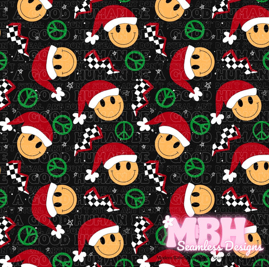 Groovy Santa Smilies Seamless Pattern