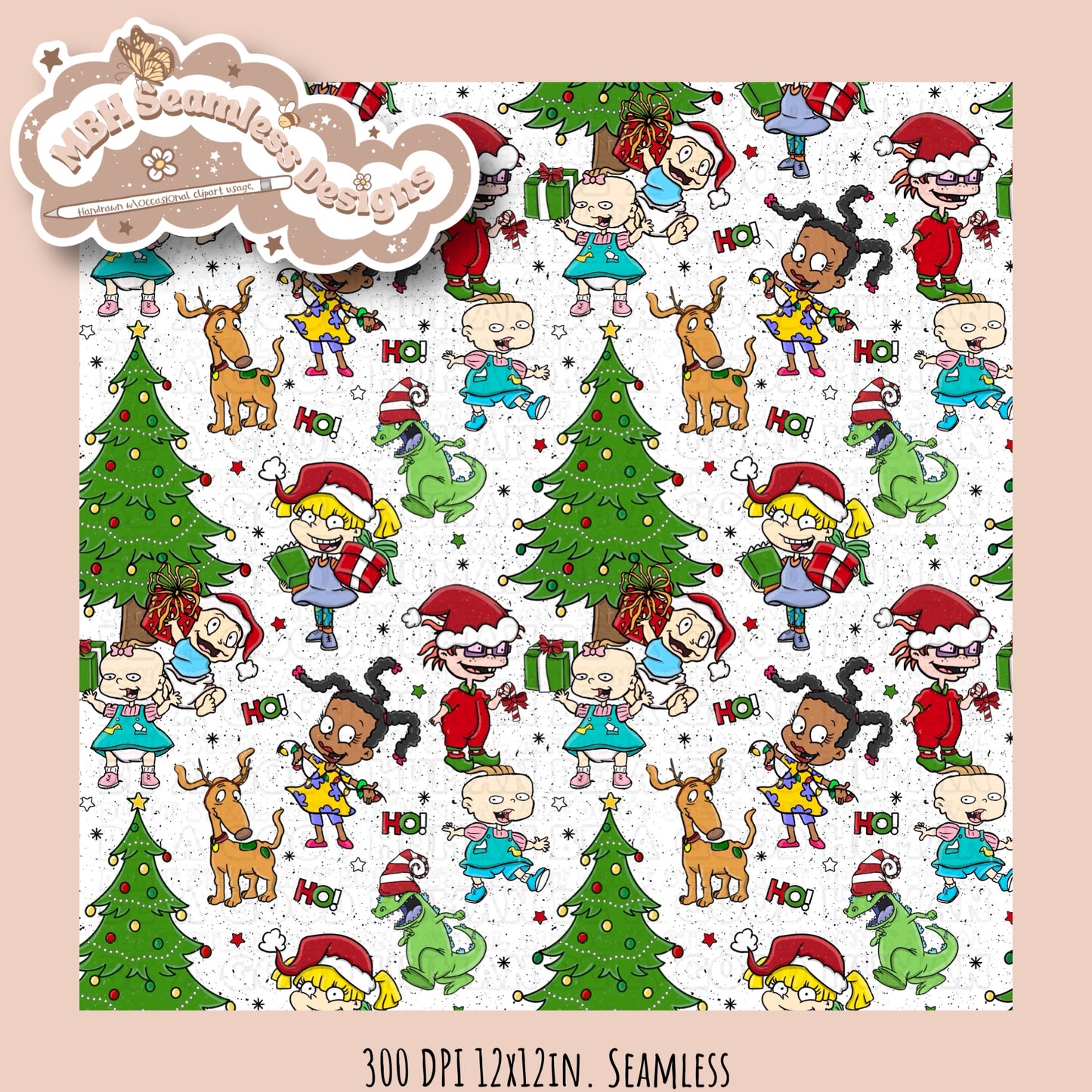 Rugrats Christmas Seamless MULTIPLE COLORWAYS