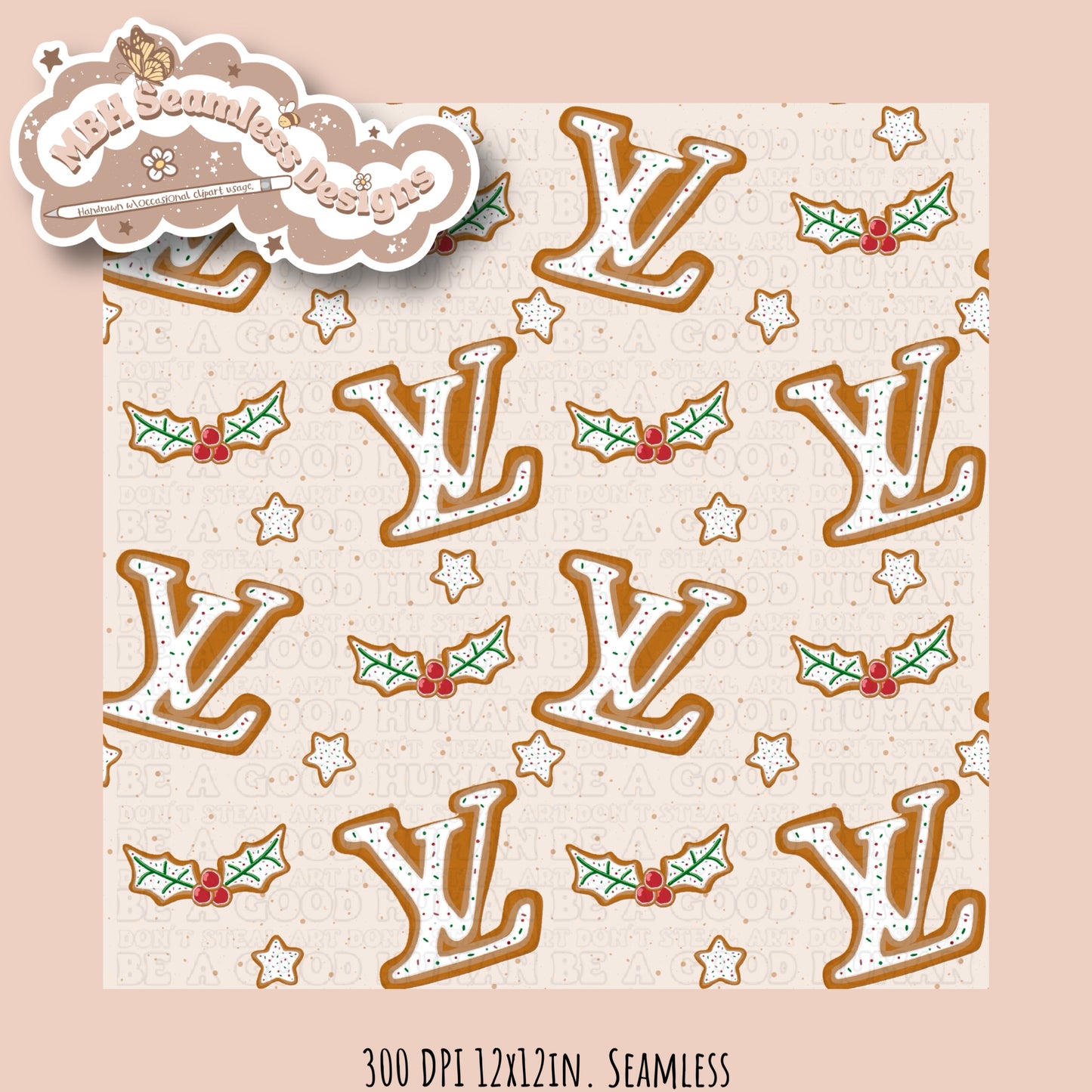 Boujee Gingerbread Cookies Seamless Pattern MULTIPLE COLORWAYS