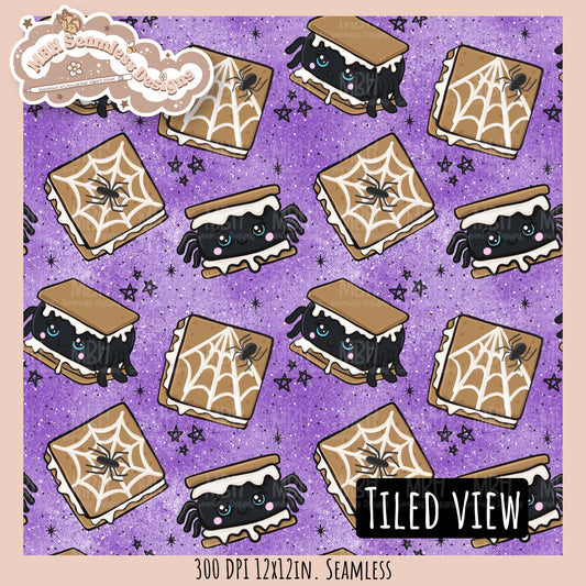 Spider S’mores Seamless Pattern // PNG // Assorted Colorway Options