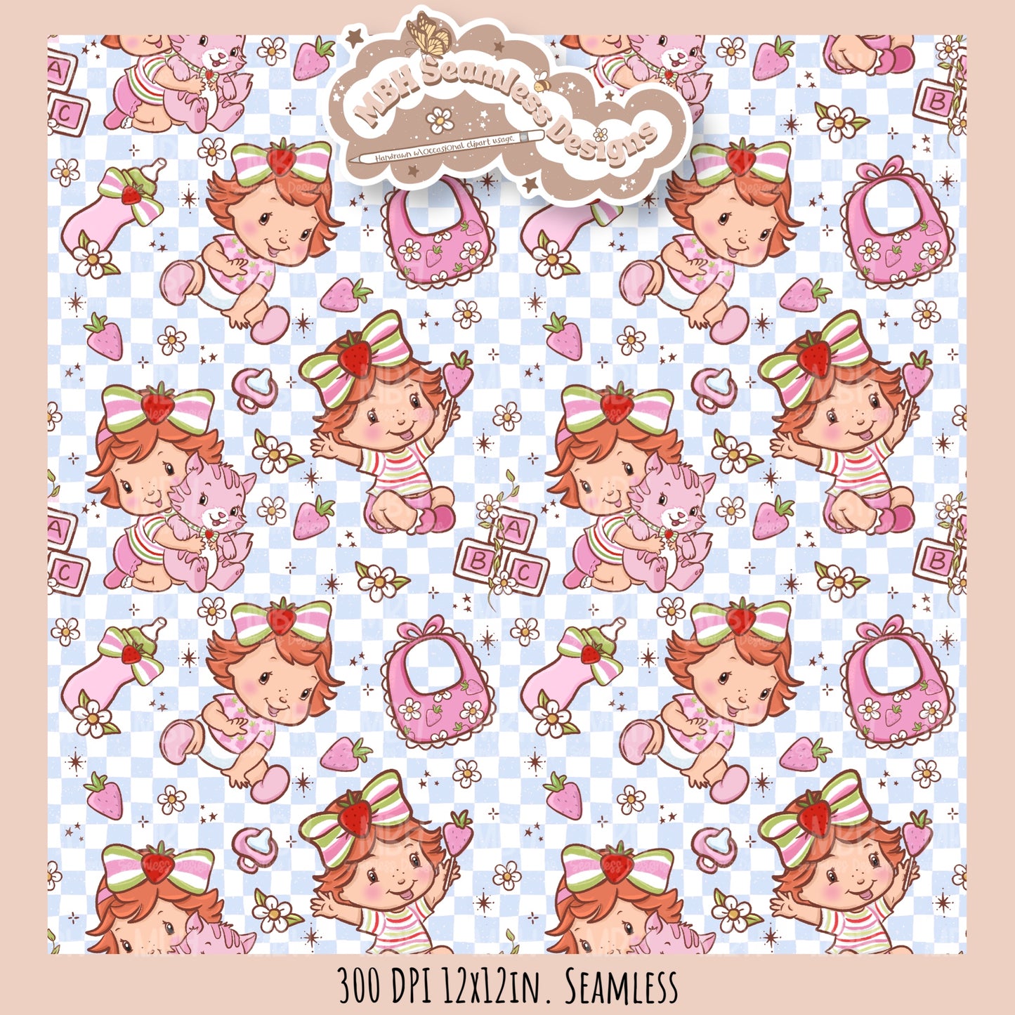 Baby Shortcake Seamless Pattern • PNG •Multiple Colorways