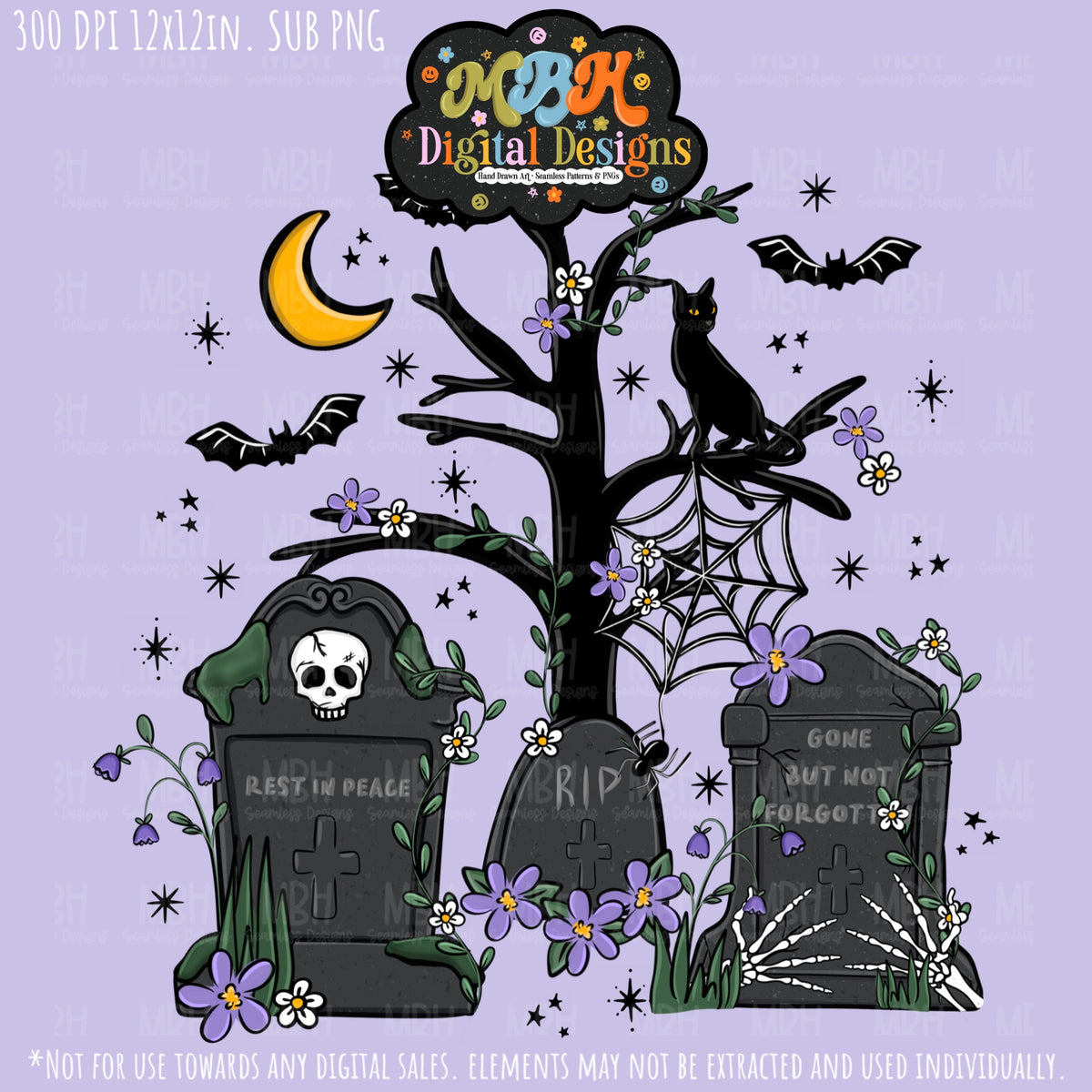 Hextober Day 2 • Cemetery Seamless Pattern // PNG // MULTIPLE COLORWAYS (Hextober files are not available in drives.)