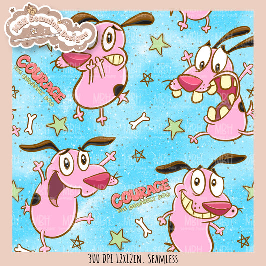Starry Courage Dog Seamless Pattern // PNG // Assorted Colorway Options