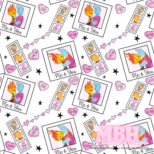 Elemental Polaroid Valentines Seamless Pattern