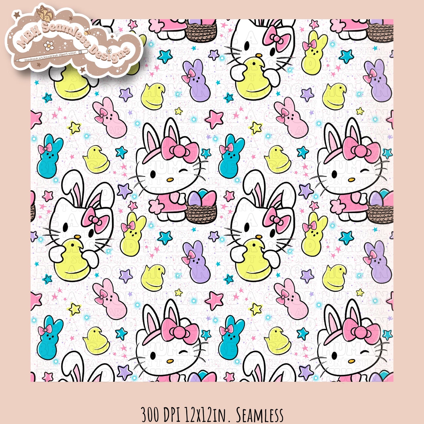 HK Easter Peeps Seamless Pattern MULTIPLE COLORWAYS