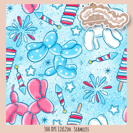 Starry FOJ Dog Balloons Seamless Pattern // SUB PNG // MULTIPLE COLORWAY OPTIONS