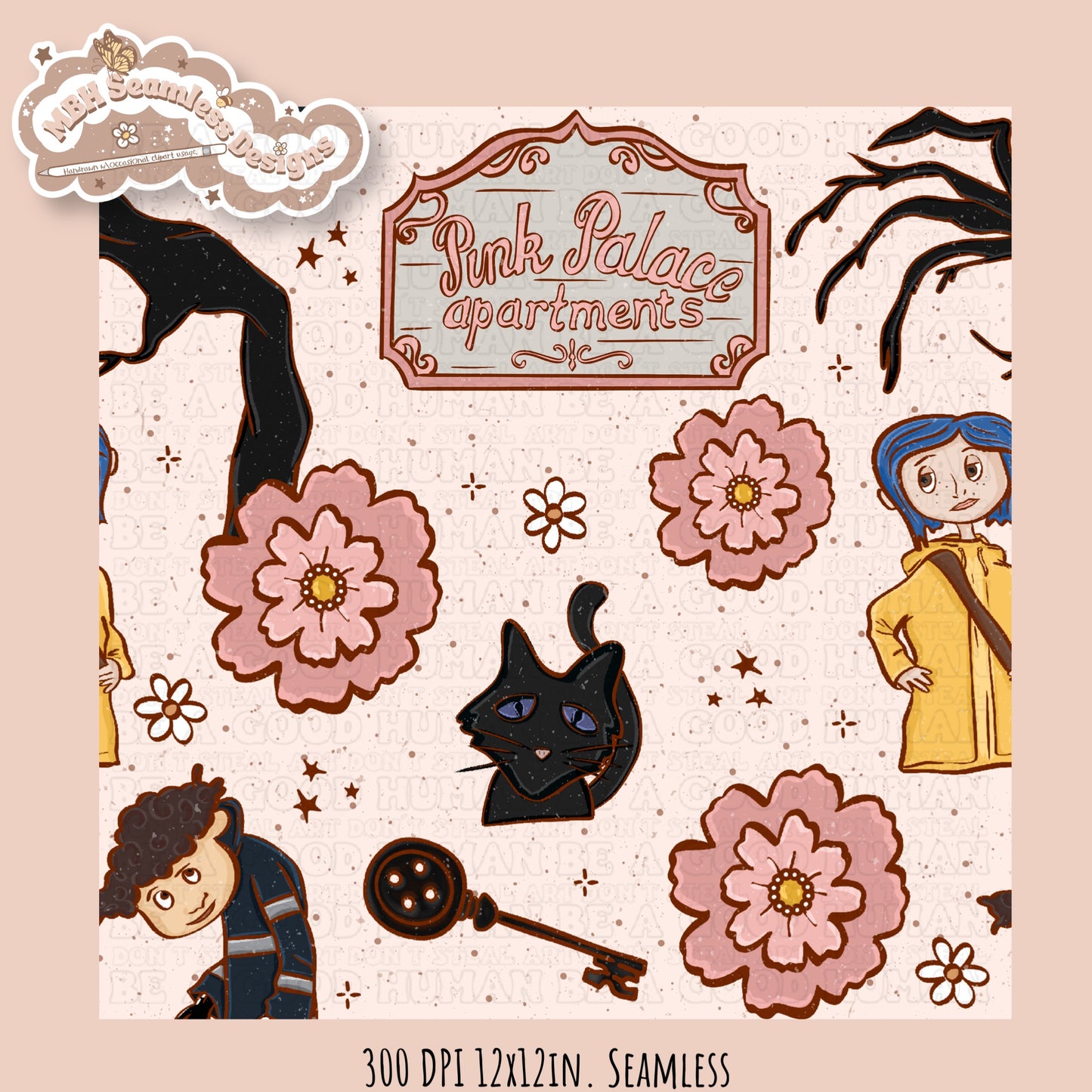LIMITED Semi Exclusive Boho Floral 2.0 Button Eye Girl Seamless Pattern (NO RESTOCK)