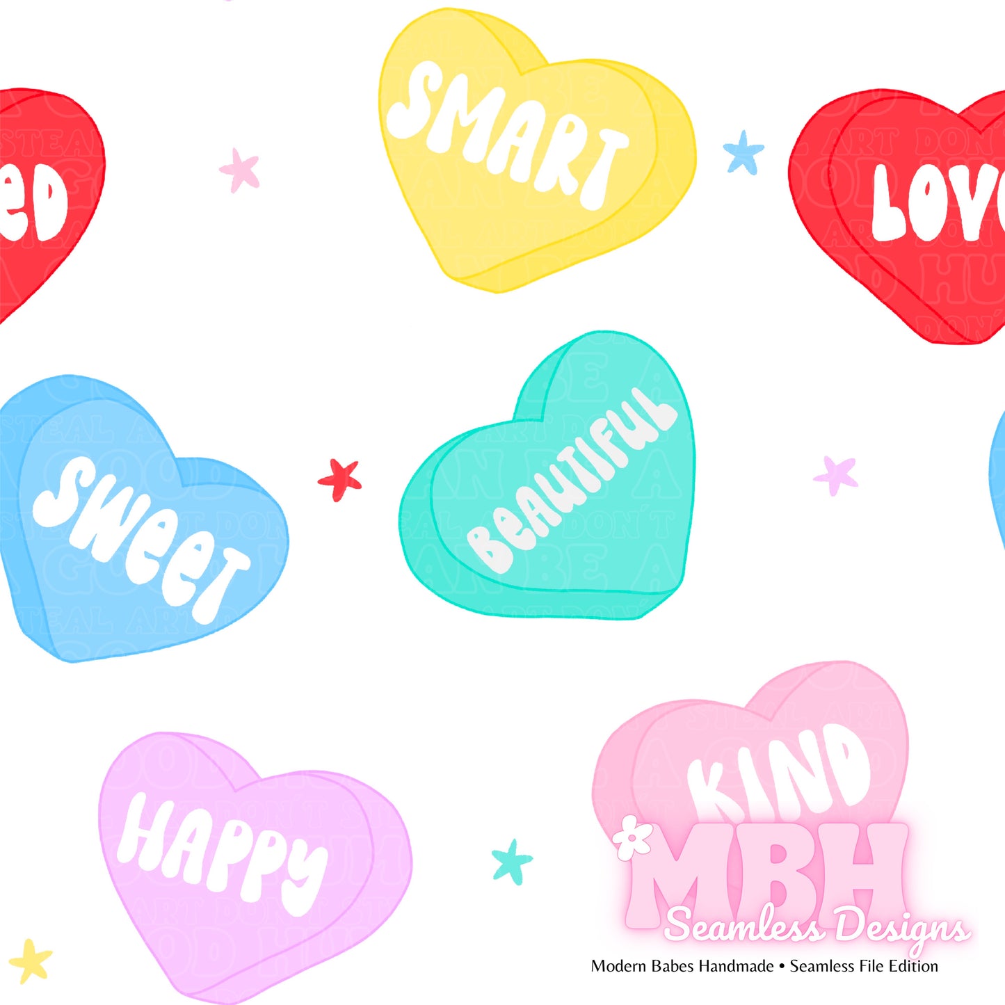 Starry Convo Hearts 2 Colors Seamless Patterns