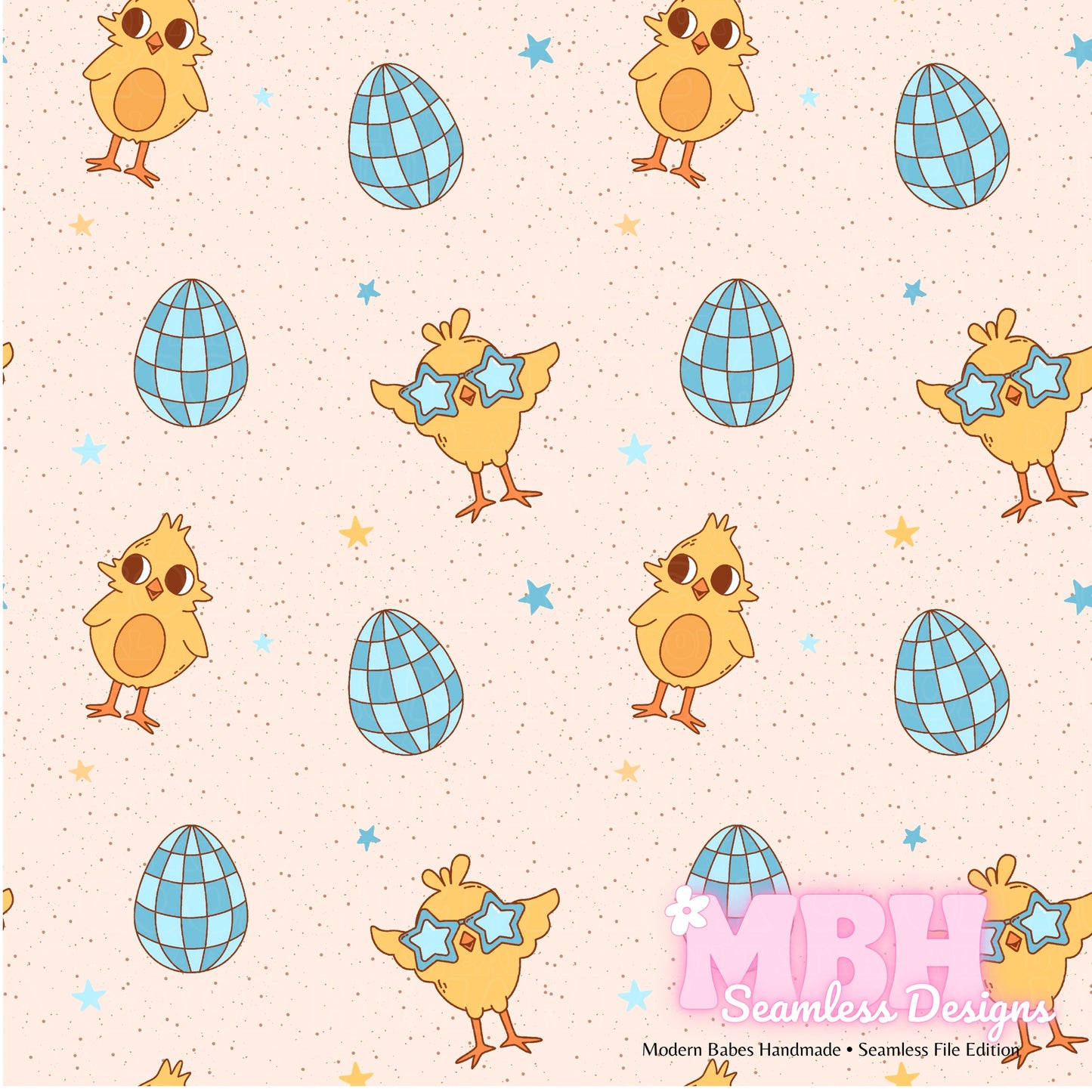 Easter Chicks Around Assorted Colorways Seamless Pattern