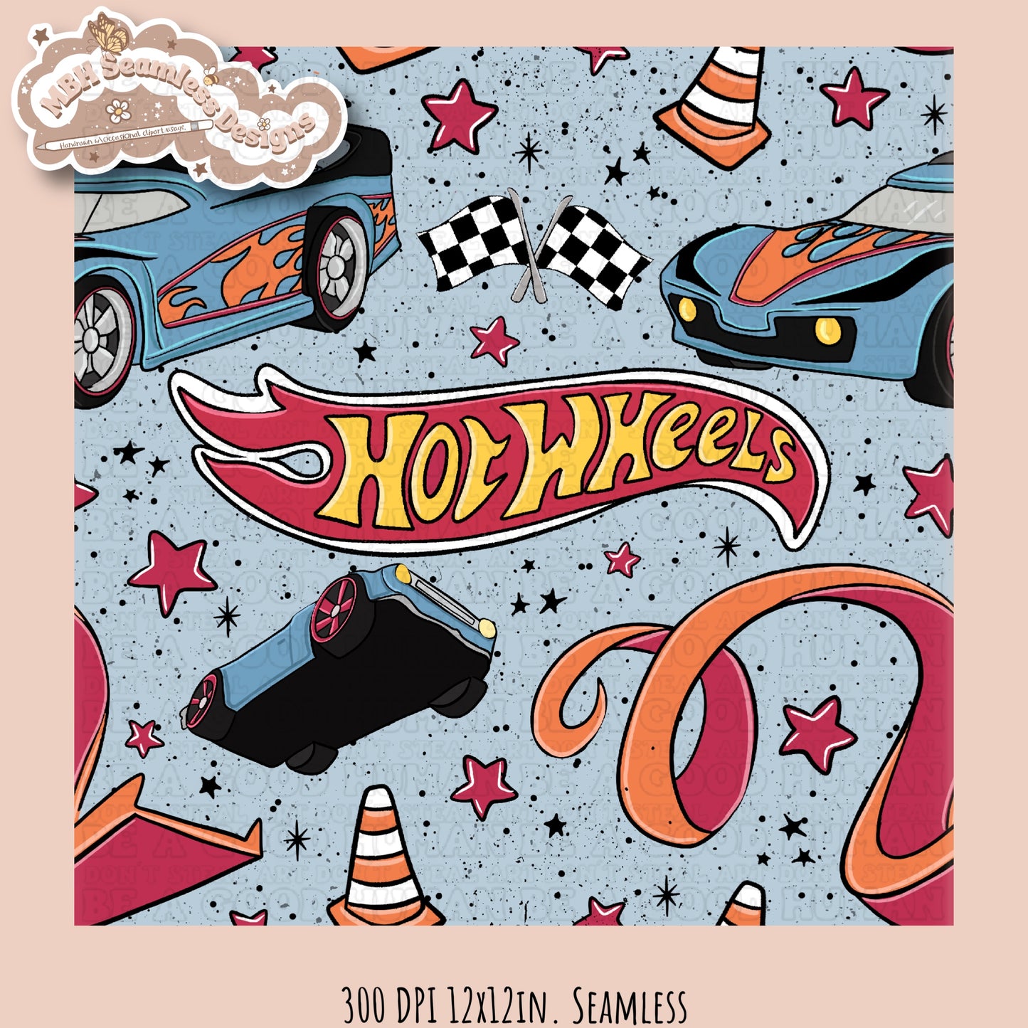 Hot Wheels Seamless Pattern Multiple Colorways