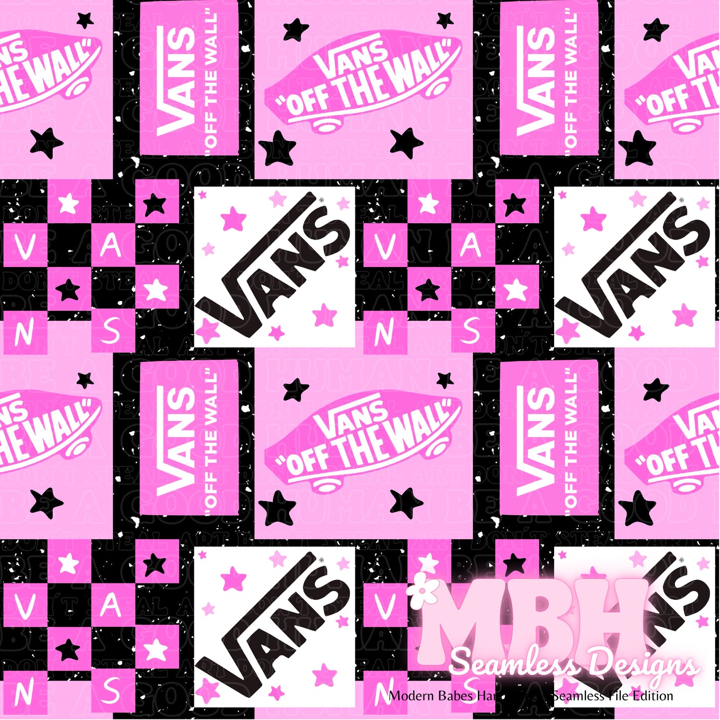 Pink Starry Vans Patchwork Seamless Pattern