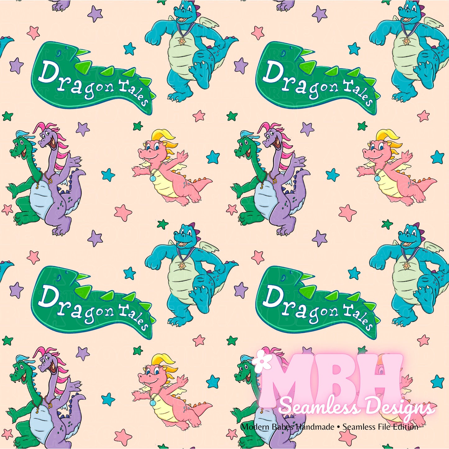 Starry Dragon Tales Seamless Pattern MULTIPLE COLORWAYS