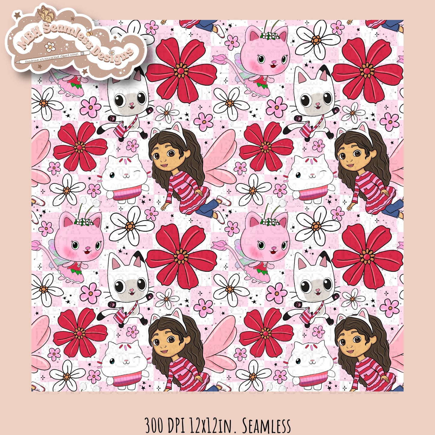 Gabby Valentine Floral Seamless Pattern  MULTIPLE COLORWAY/BACKGROUND OPTIONS