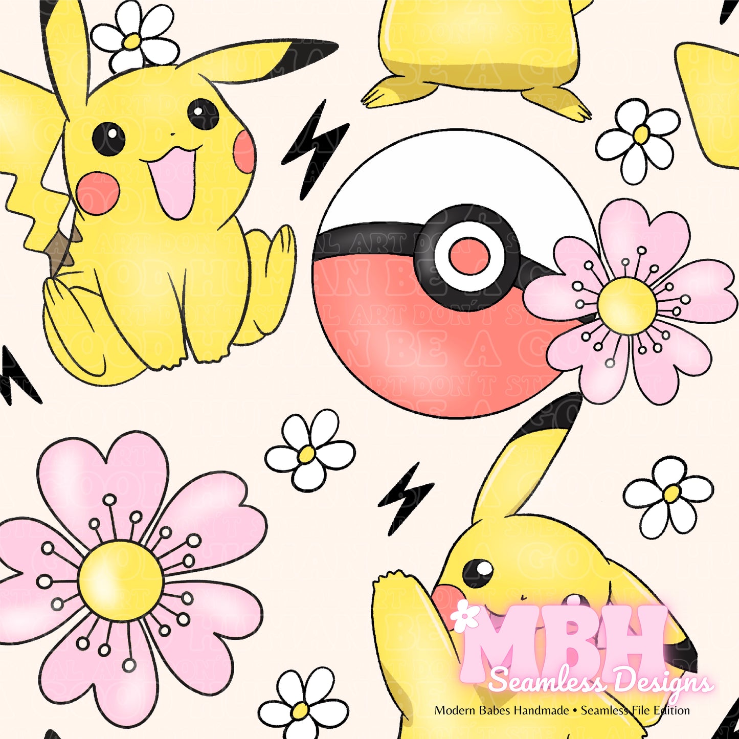 Pokeball Pokemon Digital Seamless Pattern