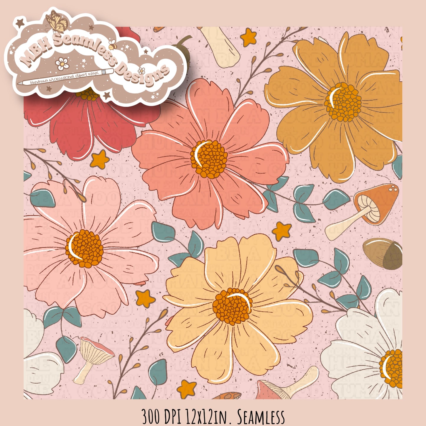 Fall Blooms Seamless Pattern MULTIPLE COLORWAYS