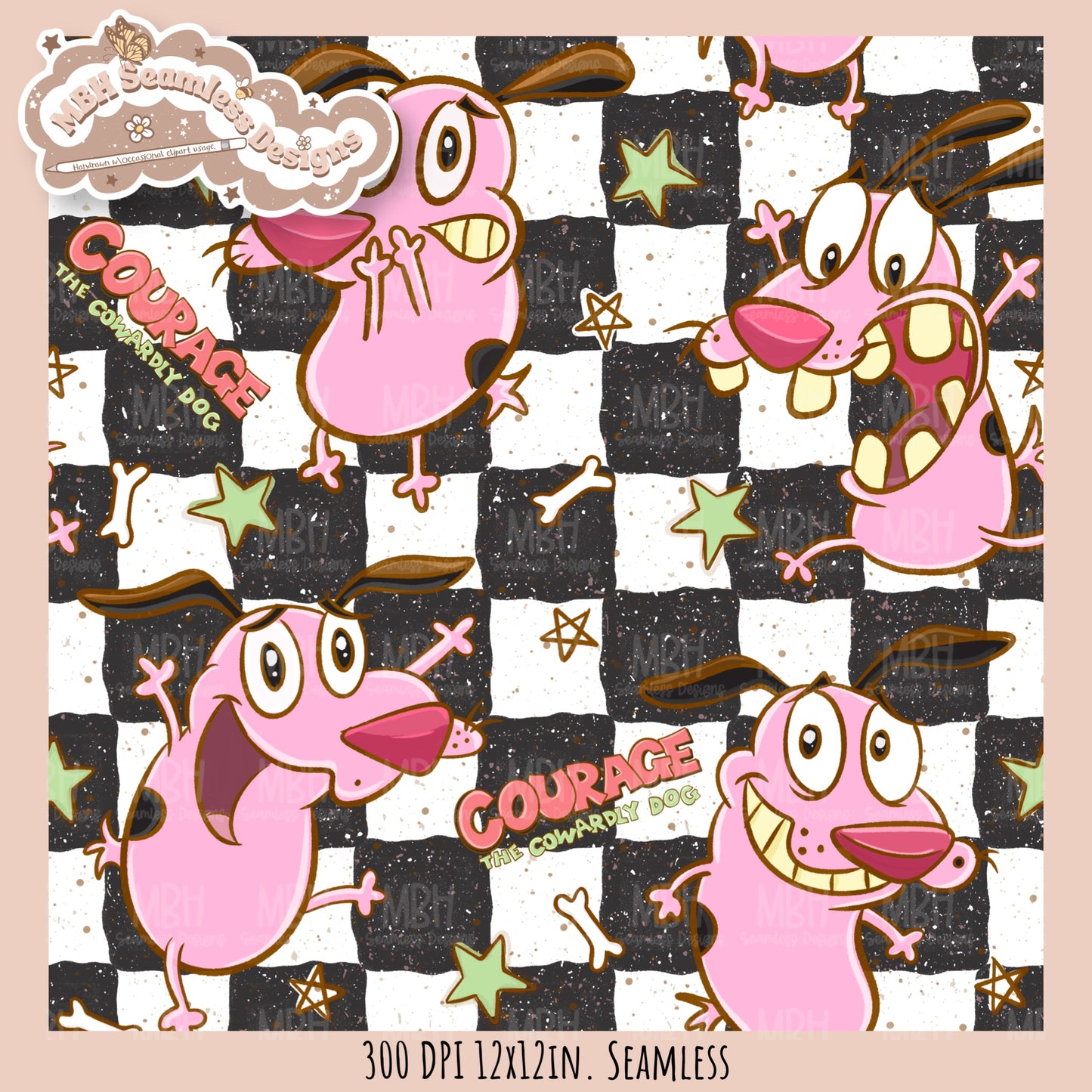 Starry Courage Dog Seamless Pattern // PNG // Assorted Colorway Options