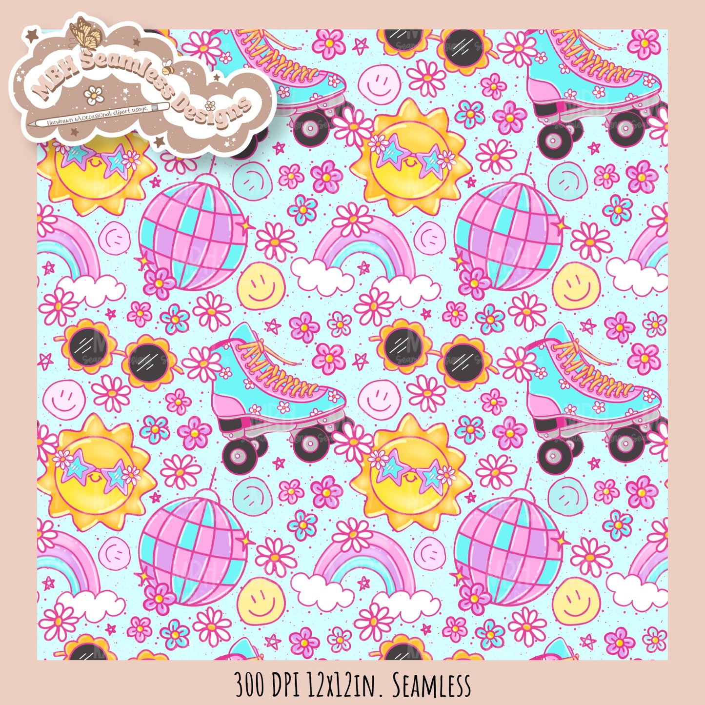 Groovy Summer Seamless Pattern //  MULTIPLE COLORWAYS