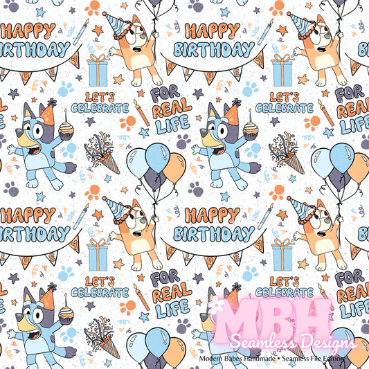 Heeler Birthday Celebration MULTIPLE COLORWAYS Seamless Pattern