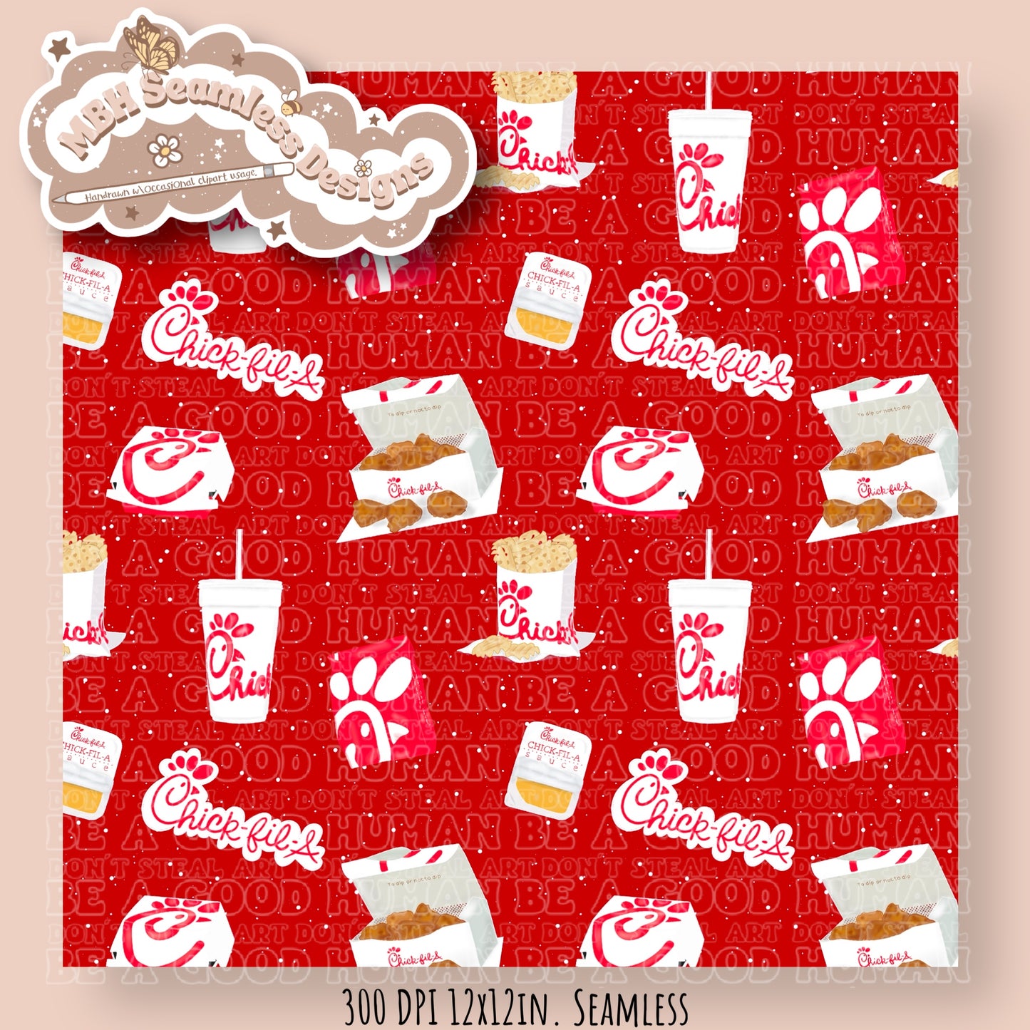 Chic Fil A Spex Seamless Pattern & PNG