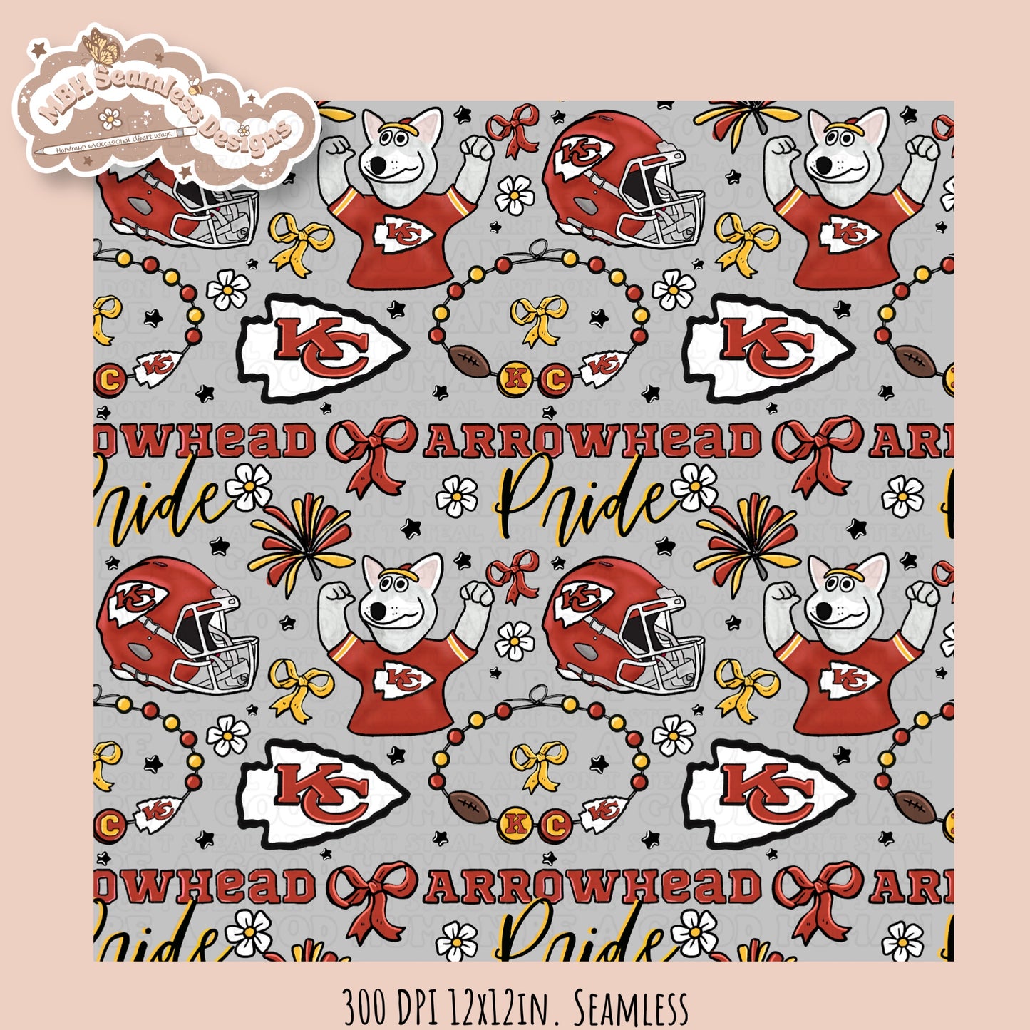 Chiefs x Daisies Football Seamless Pattern // Assorted Colorways