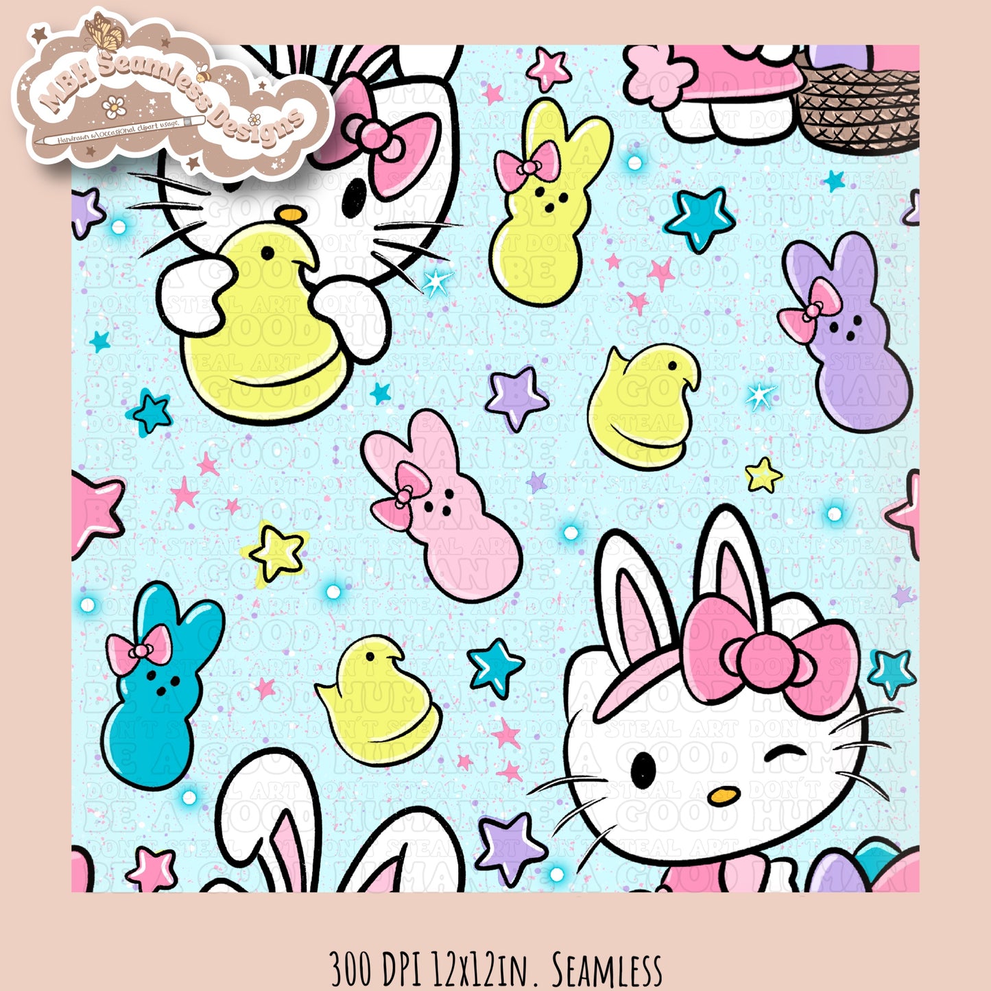 HK Easter Peeps Seamless Pattern MULTIPLE COLORWAYS