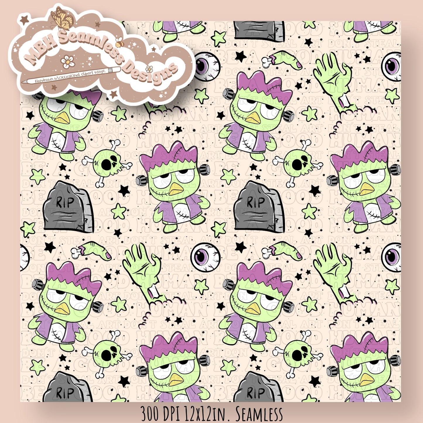 Badtz-Maru Zombie Seamless Pattern MULTIPLE COLORWAYS