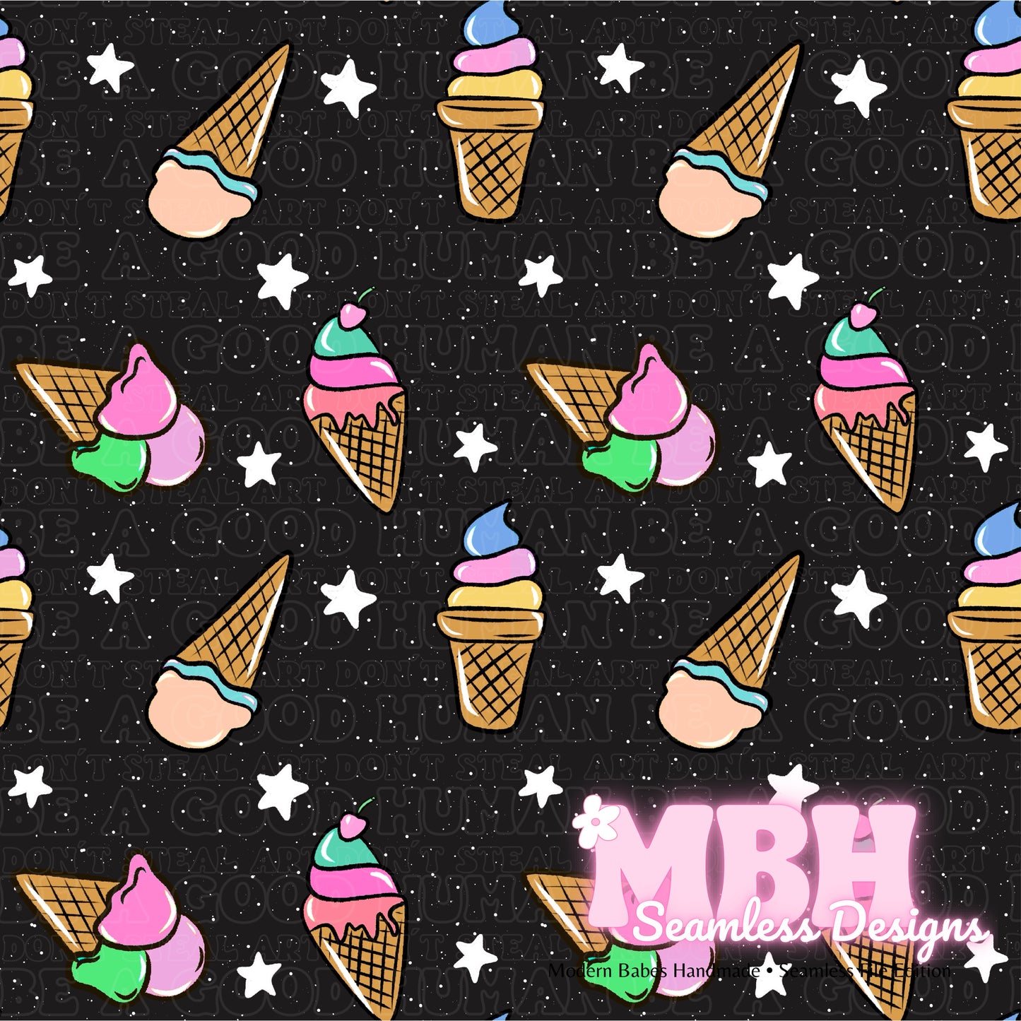 Ice Cream Cones Seamless Pattern MULTIPLE COLORWAYS