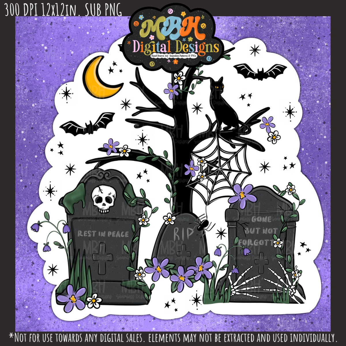 Hextober Day 2 • Cemetery Seamless Pattern // PNG // MULTIPLE COLORWAYS (Hextober files are not available in drives.)
