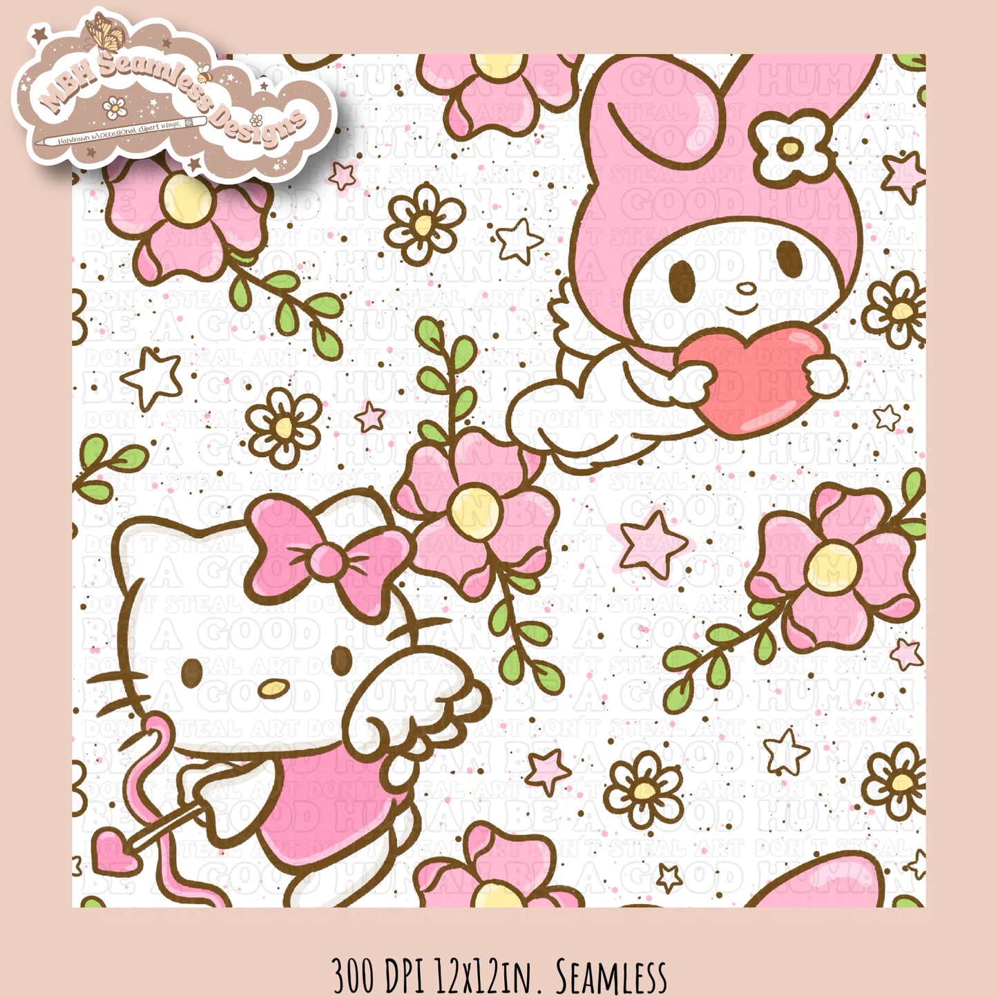 HK & Melody Floral Love Seamless Pattern MULTIPLE COLORWAYS