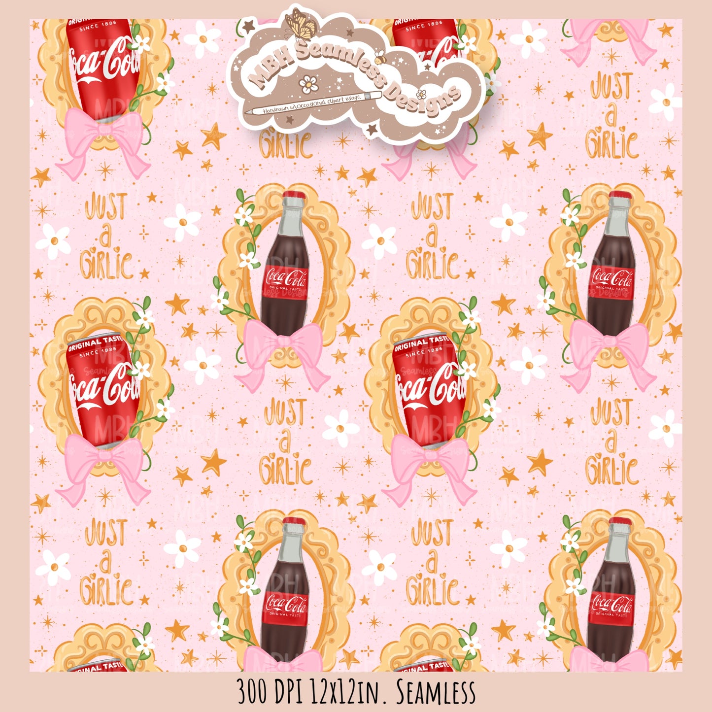 Coquette Cola Frames Seamless Pattern//Multiple Colorway Options