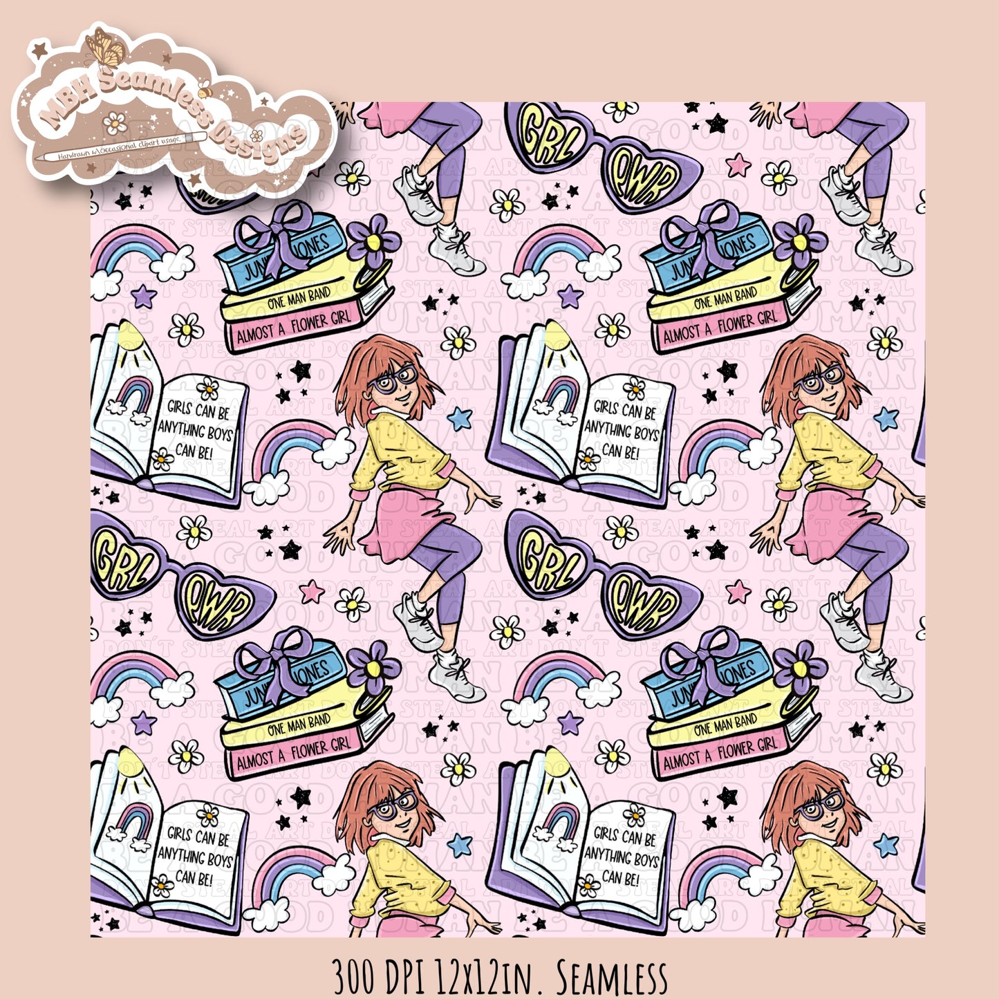 Junie B Seamless Pattern // PNG //Multiple Colorway Options