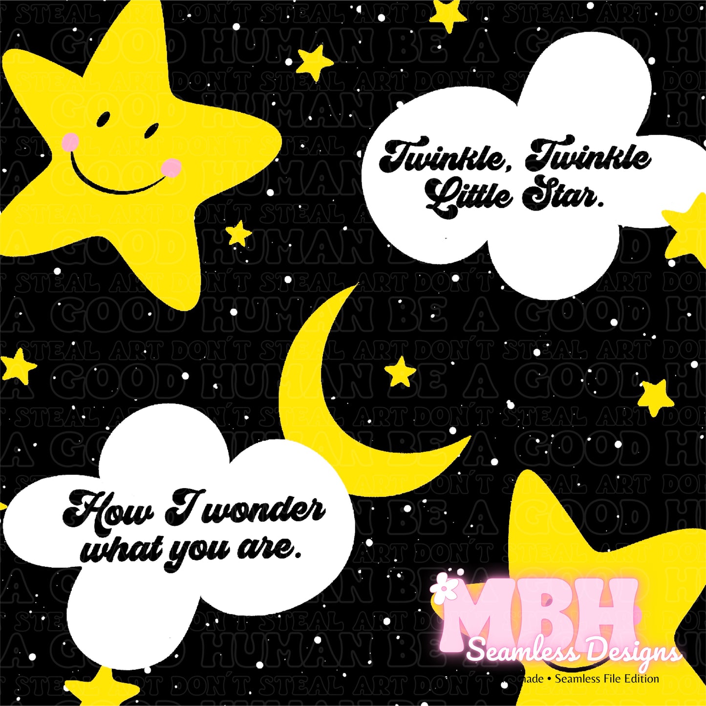 Plain Twinkle Twinkle Little Star Seamless Pattern