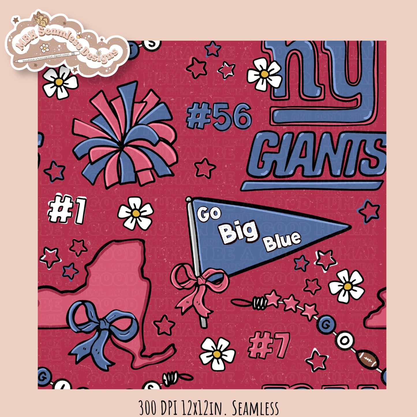 Giants x Daisies Football Seamless Pattern // Assorted Colorways