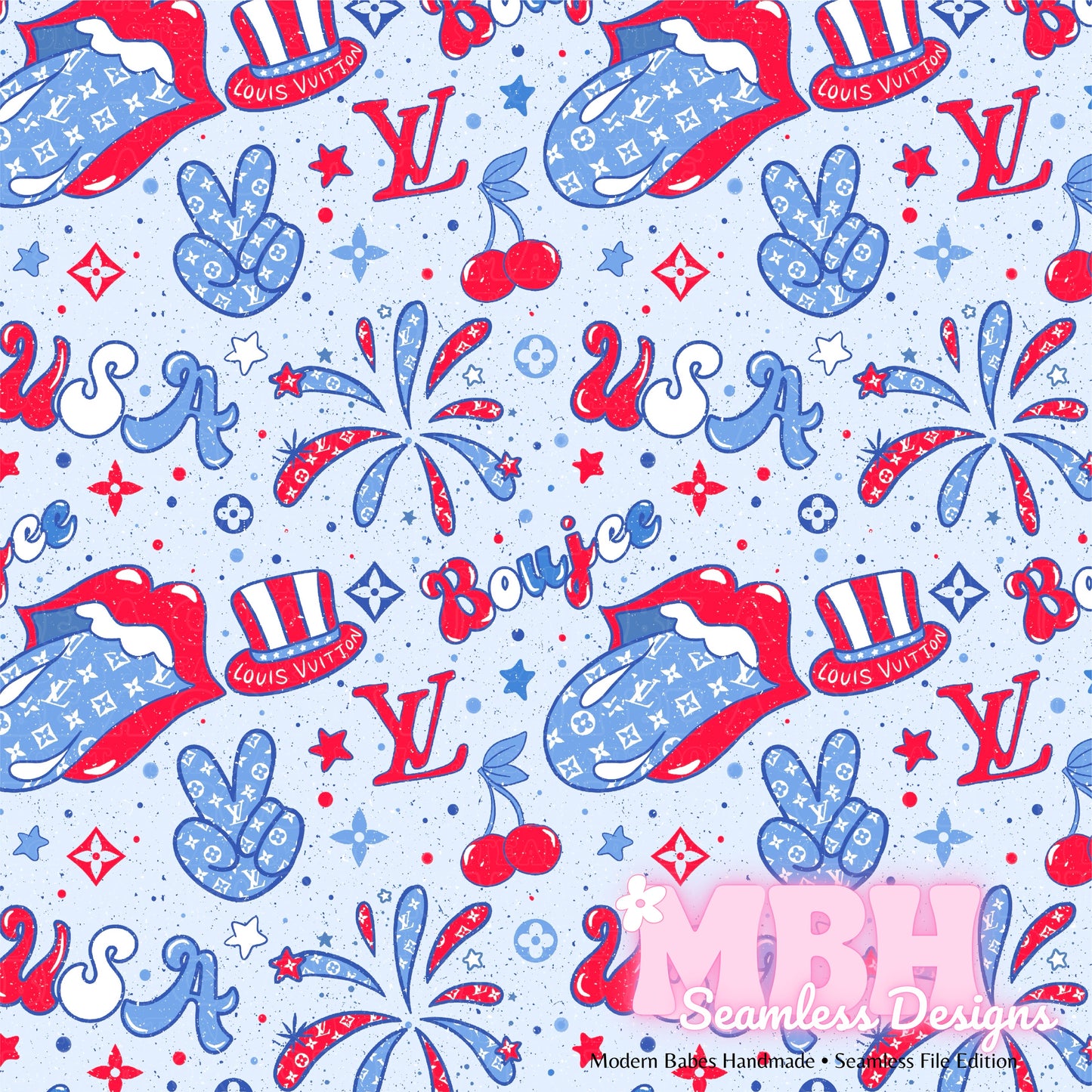 Boujee Patriotic USA Seamless Pattern MULTIPLE COLORWAYS