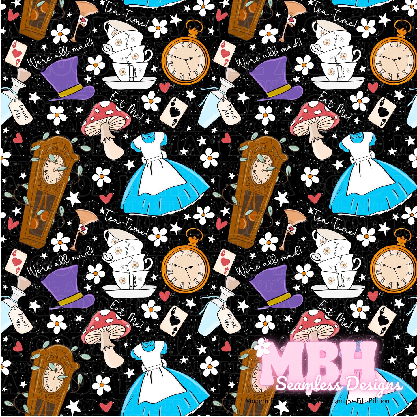 Alice Dress Assorted Colorways Seamless Pattern