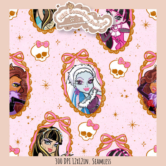 Monster High Coquette Frames Seamless Pattern • PNG • Assorted Colorway Options