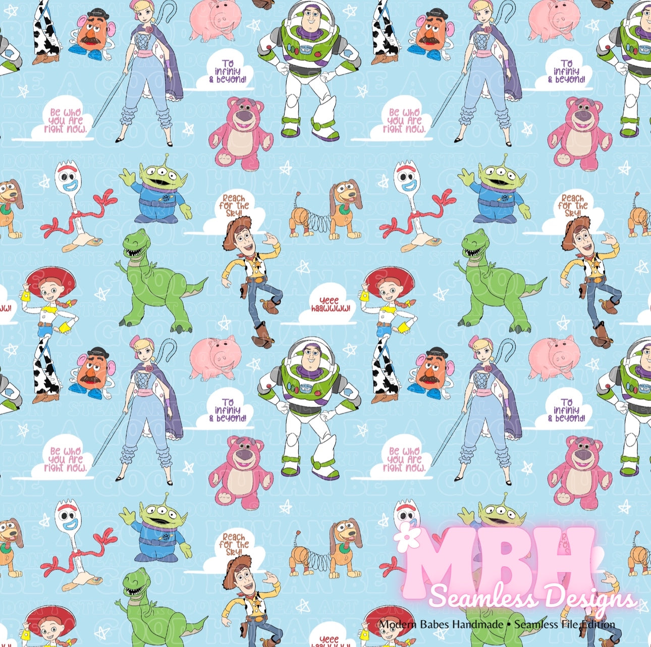 Toy Story Cloud Quotes Seamless Pattern