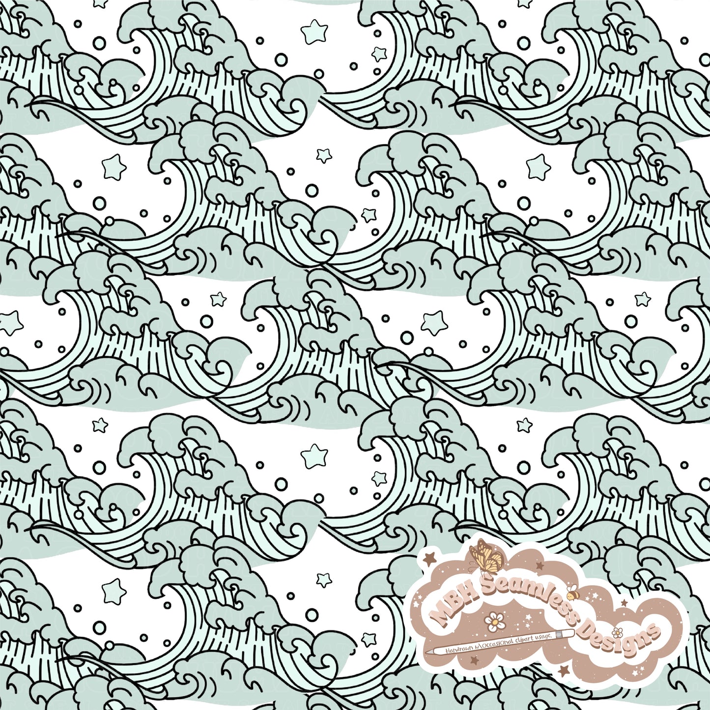 Starry Waves Seamless Pattern MULTIPLE COLORWAYS